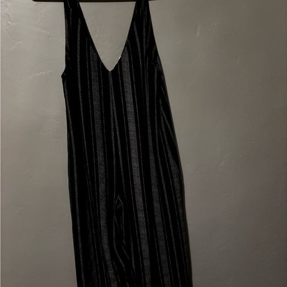 All Purpose Black Romper Striped- with pockets